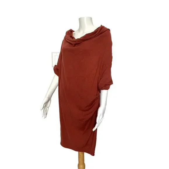 NWT MALANDRINO Rust Orange Sweater Dress Medium 38 Vintage